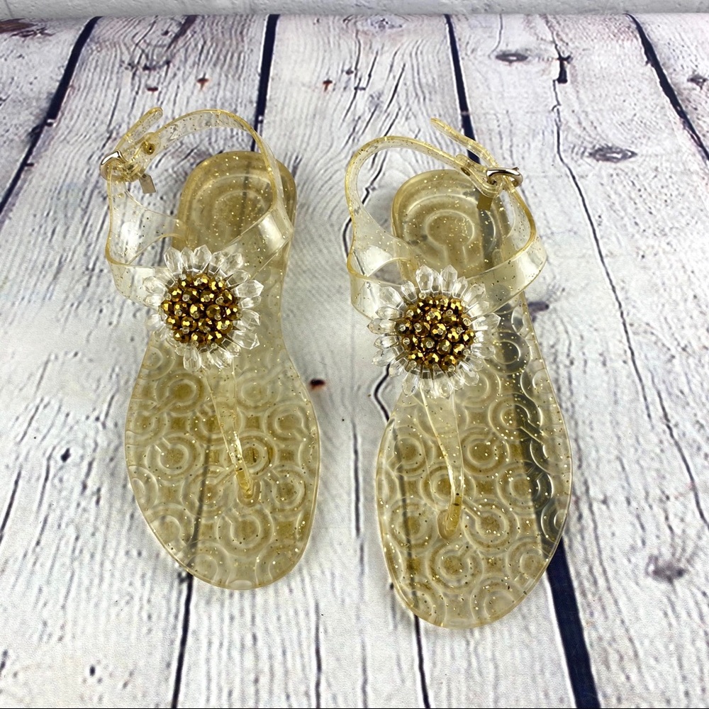 Coach sunflower gold and clear sandals size8